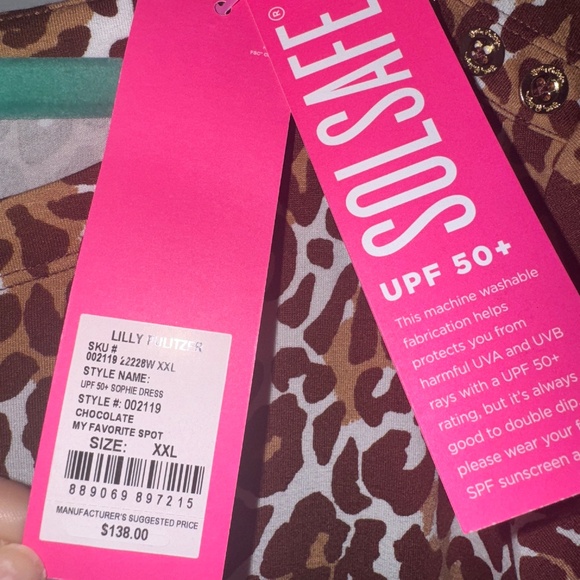 NWT Lilly Pulitzer UPF 50+ Sophie Dress Chocolate My Favorite Spot Size XXL - Picture 4 of 7